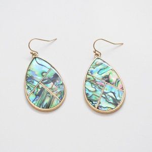 Abalone Teardrop Gold Dangle Boho Earrings